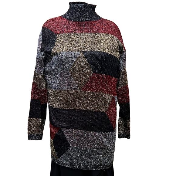 beldoch Popper Abstract Glitter Long Sweater. L - Picture 1 of 4